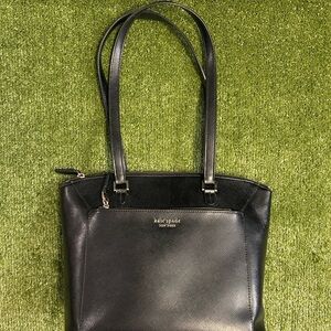 Kate Spade Black Tote Bag with Rectangular Shape and Smooth Finish